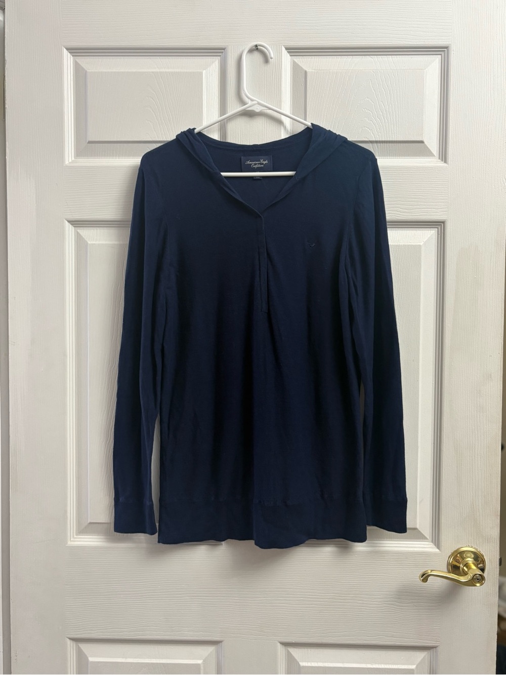 Women’s American Eagle Y2K Hooded Navy Blue Sweater